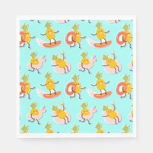 Sommer Ananas Fun Paper Napkin Serviette (Vorderseite)
