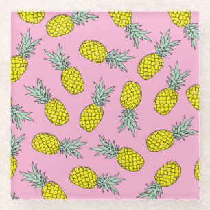 Sommer-Ananas: Vintage-Frucht-Wurf Glasuntersetzer