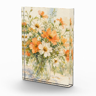 Sommer-Aquarell-Blumen Fotoblock