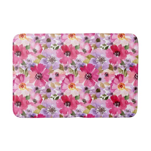 Sommer-Aquarell-Blumenmuster Badematte (Vorderseite)