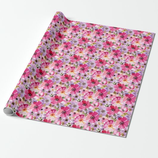 Sommer-Aquarell-Blumenmuster Geschenkpapier (Ungerollt)