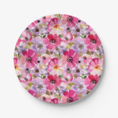 Sommer-Aquarell-Blumenmuster Pappteller (Vorderseite)