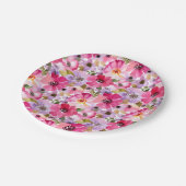 Sommer-Aquarell-Blumenmuster Pappteller (Schrägansicht)