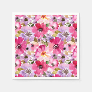 Sommer-Aquarell-Blumenmuster Serviette