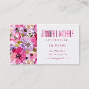 Sommer-Aquarell-Blumenmuster Visitenkarte