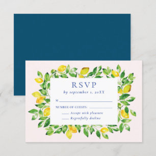 Sommer-Aquarell-Limonen und -Laub Hochzeit RSVP Karte