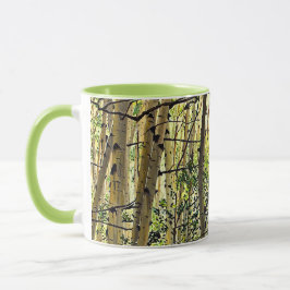Sommer-Aspen-Baumlandschaft-Violett-Grüner Kaffee Tasse