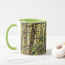 Sommer-Aspen-Baumlandschaft-Violett-Grüner Kaffee Tasse