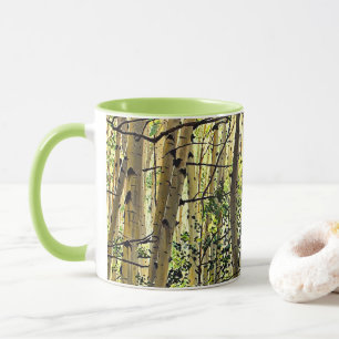 Sommer-Aspen-Baumlandschaft-Violett-Grüner Kaffee Tasse