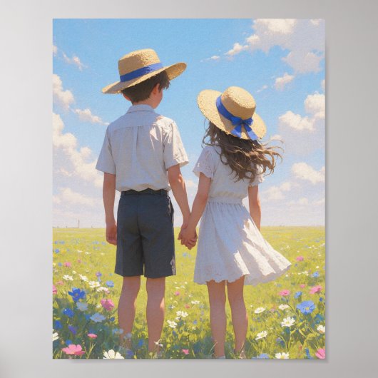 Sommer Ästhetik Wandkunst | Junge & Mädchen Poster (Vorne)