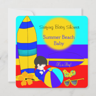 Sommer-Baby-Party Junge Strand Baby Surfen Baby 3 Einladung