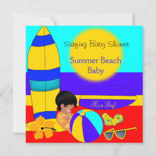 Sommer-Baby-Party Junge Strand Baby Surfen Baby Einladung