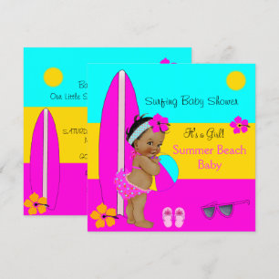 Sommer-Baby-Party Mädchen Strand Baby Surfen Ethni Einladung