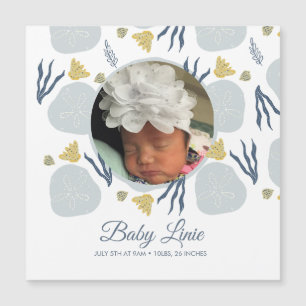 Sommer-Baby-Strand-Themen-Rahmen-Foto-Geburt Magnetkarte