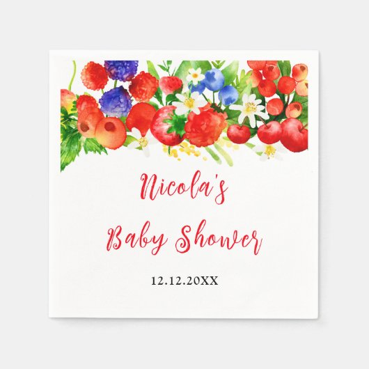 Sommer-Babyshower mit gemischten Beeren Serviette (Vorderseite)