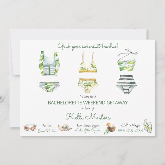 Sommer Bachelorette Wochenende Stadtrundgang Einladung (Vorderseite)