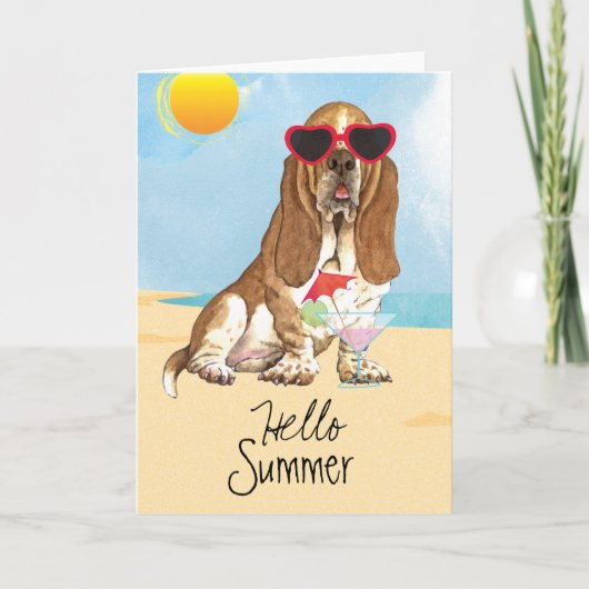 Sommer Basset Hound Karte (Vorderseite)