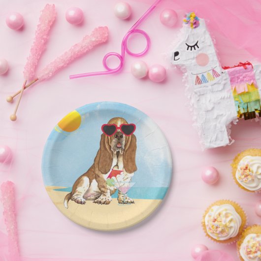 Sommer Basset Hound Pappteller (Party)
