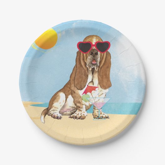 Sommer Basset Hound Pappteller (Vorderseite)