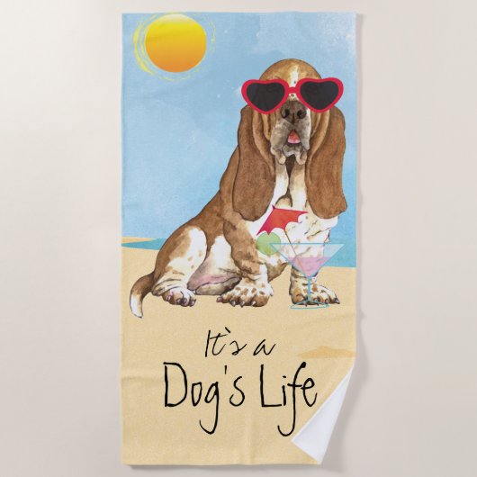 Sommer Basset Hound Strandtuch (Vorderseite)