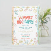 Sommer-BBQ-Gingham-Cookout-Hinterhof-Rustic-Party Einladung (Stehend Vorderseite)