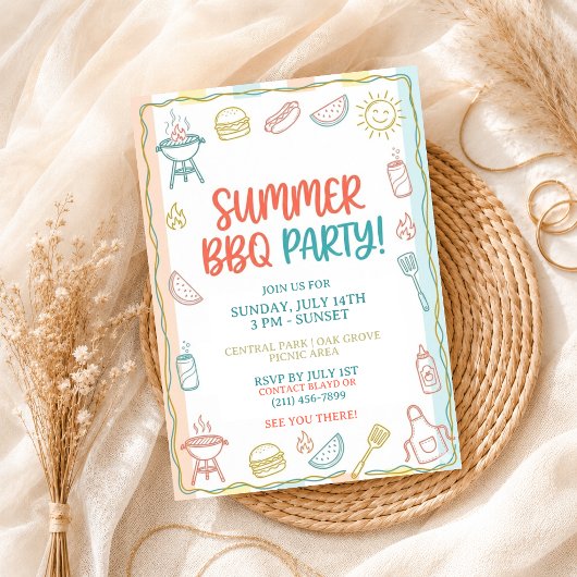 Sommer-BBQ-Gingham-Cookout-Hinterhof-Rustic-Party Einladung