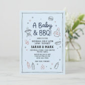 Sommer-BBQ-Gingham-Picknick im Hinterhof Rustikal Einladung (Stehend Vorderseite)