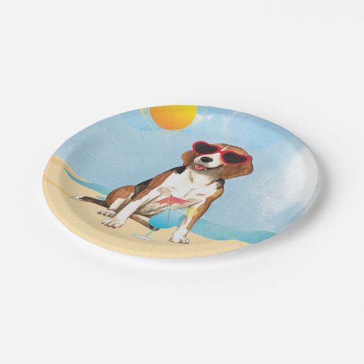 Sommer-Beagle Pappteller (Schrägansicht)