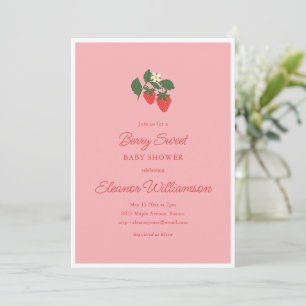 Sommer-Beeren-Süße-Erdbeer-Rosa-Baby-Party Einladung