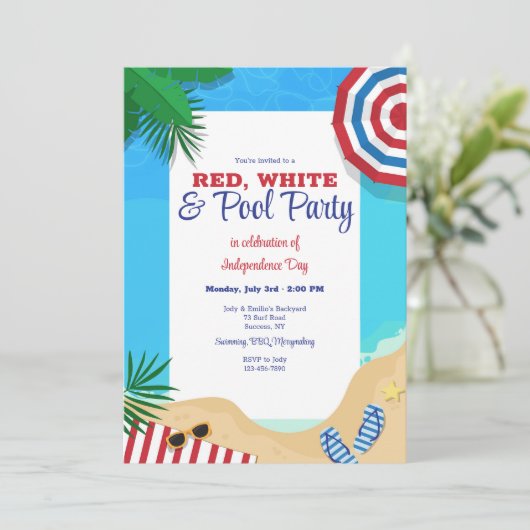 Sommer bei Pool Einladung (Stehend Vorderseite)