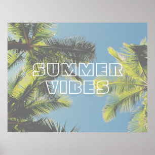Sommer Bewohner Tropical Palm Tree Green Blue Sky Poster
