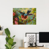 Sommer Blaue Vogel Klein Poster (Heimbüro)