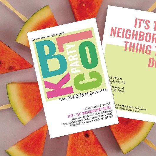 Sommer-Blockparty im Retro-Stil, Nachbarschafts-Ev Flyer