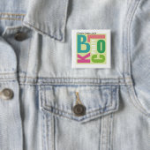 Sommer-Blockparty Retro-Typografie Nachbarschafts- Button (Beispiel)