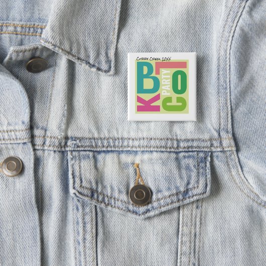 Sommer-Blockparty Retro-Typografie Nachbarschafts- Button (Beispiel)