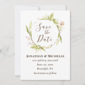 Sommer Blume Grünpflanzen Blumenrahmen Hochzeit Save The Date (Vorderseite)