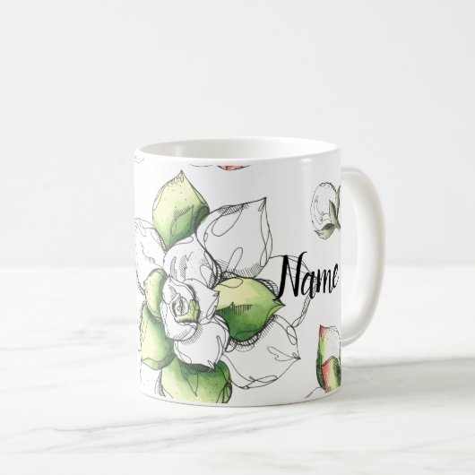 Sommer-Blume Handgezeichnete Muster Keramik Neuhei Kaffeetasse (VorderseiteRechts)