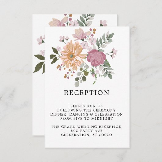 Sommer-Blume - Vertikale Hochzeitsempfangskarte (Vorne/Hinten)