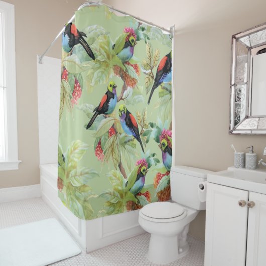 Sommer-Blume Vögel: tropisches Muster Duschvorhang (Beispiel)