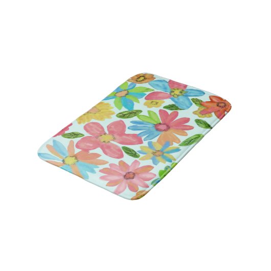 Sommer-Blumen Badematte (Schrägansicht)
