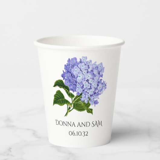 Sommer Blumen Hortensien Hochzeit Papiertassen Pappbecher (Vorderseite)