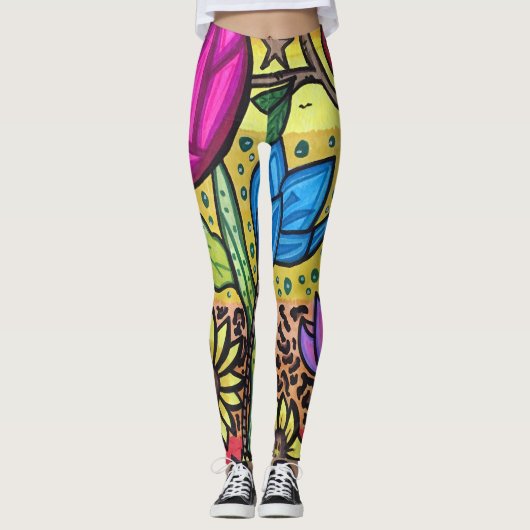 Sommer-Blumen Leggings (Vorderseite)