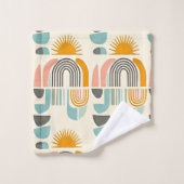 Sommer boho-scandi minimalistisches Muster Badhandtuch Set (Waschlappen)