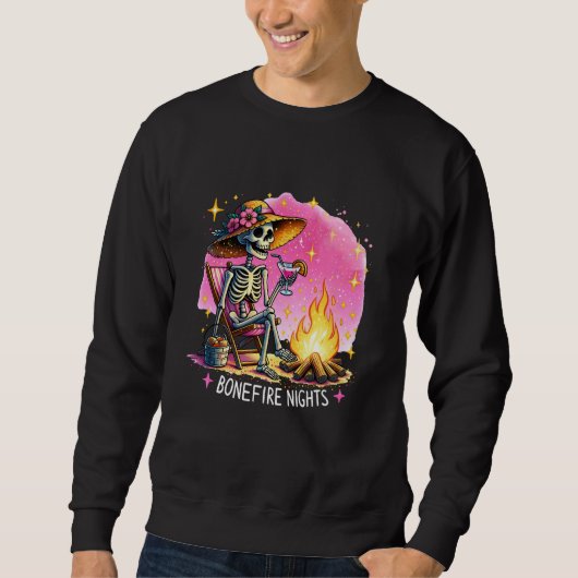 Sommer Bonfire Sommerskelett Rosa Feuer Sweatshirt (Vorderseite)