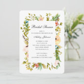 Sommer Brautdusche Einladung. Gartenanlagen Blume Einladung (Stehend Vorderseite)