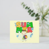 SOMMER - Brünette T - Shirt und Geschenke Postkarte (Stehend Vorderseite)