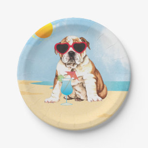 Sommer-Bulldogge Pappteller
