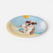 Sommer-Bulldogge Pappteller (Schrägansicht)