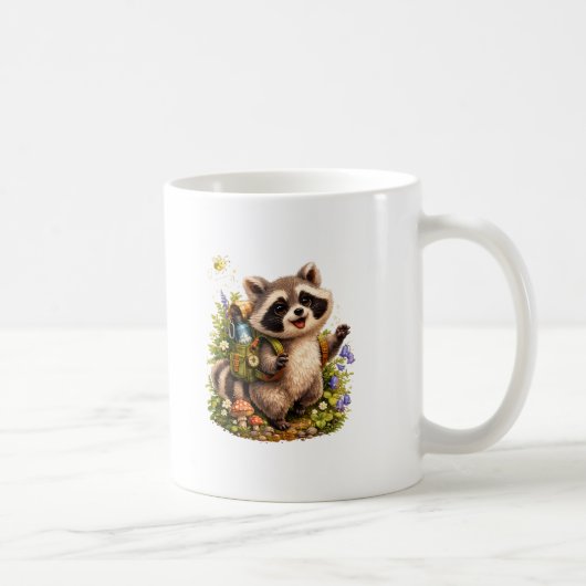 Sommer-Camping-Waschbär-Tasse – Süße Wald-Explorat Kaffeetasse (Rechts)