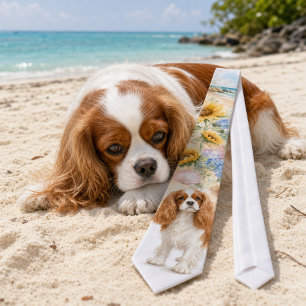 Sommer Cavalier King Charles Spaniel Aquarell Krawatte
